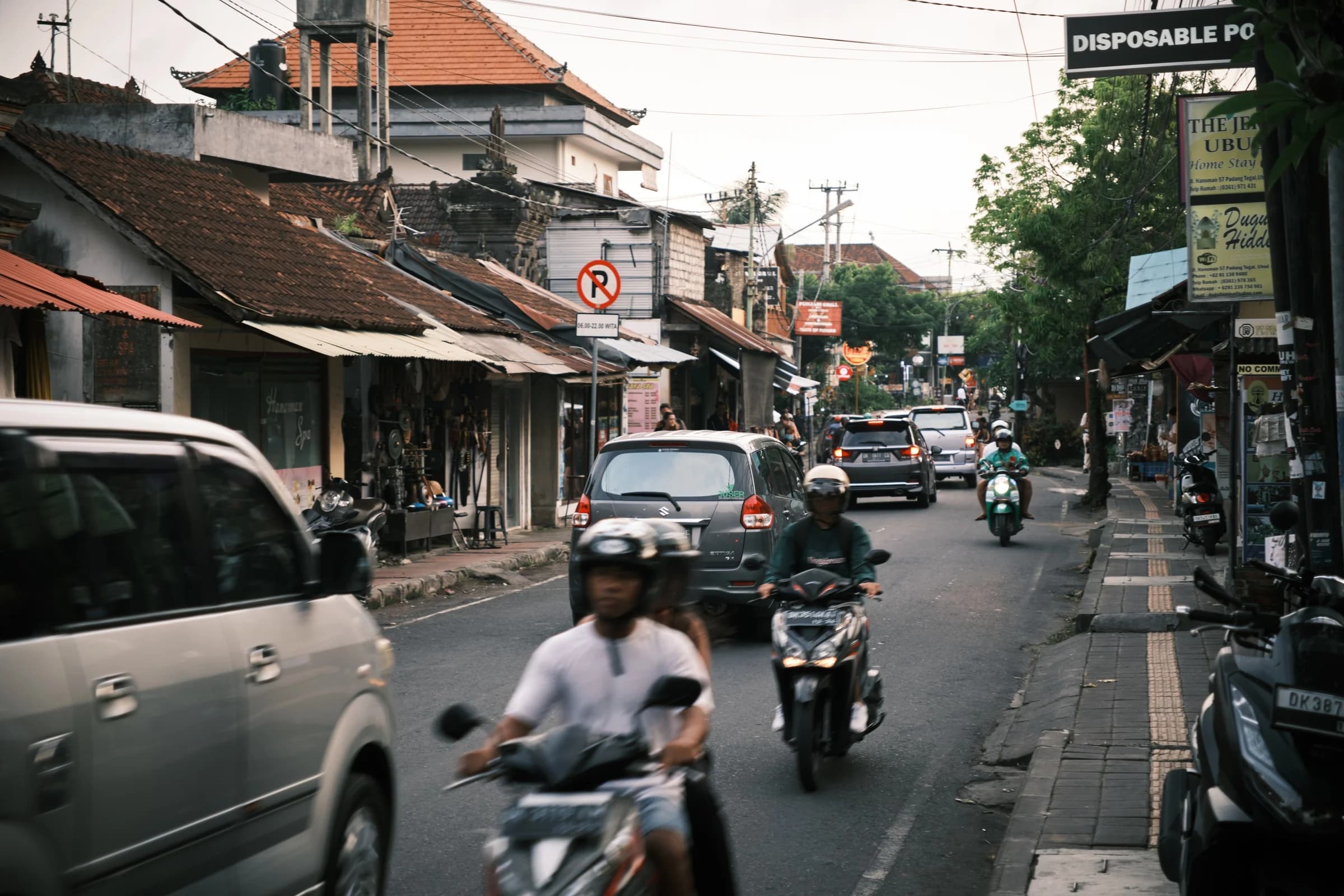 Motorbikes Through Ubud Streets